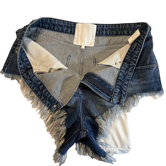Crossover Waist Fringe Hem High Rise Denim Jean Cutoff Shorts 27 - Picture 11 of 14